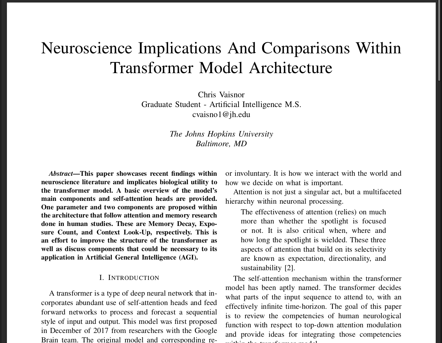 Transformer AI Models and Neuroscience